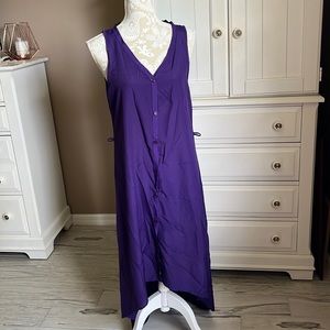 • NWT Soprano amethyst long button front high low dress, M •